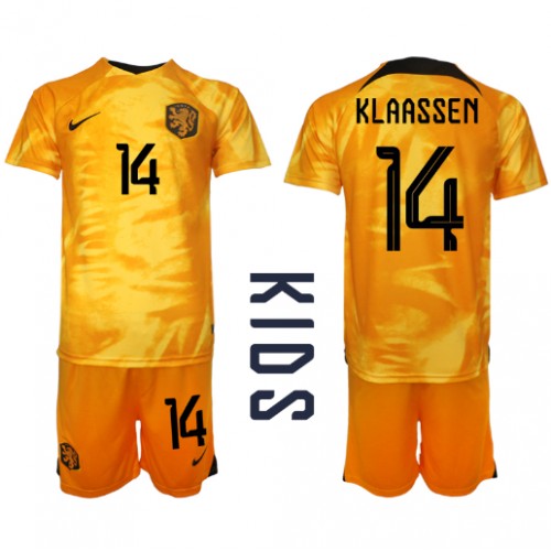 Dres Nizozemska Davy Klaassen #14 Domaci za djecu SP 2022 Kratak Rukav (+ kratke hlače)